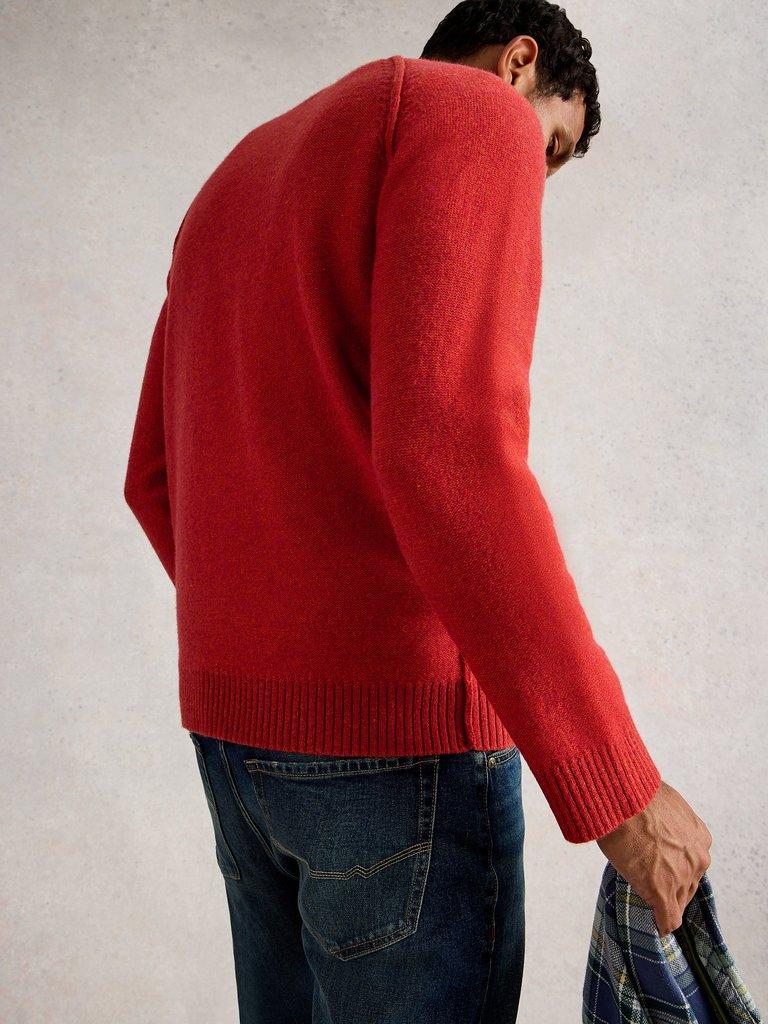 Milton Lambswool Mock Neck in DK ORANGE - MODEL BACK