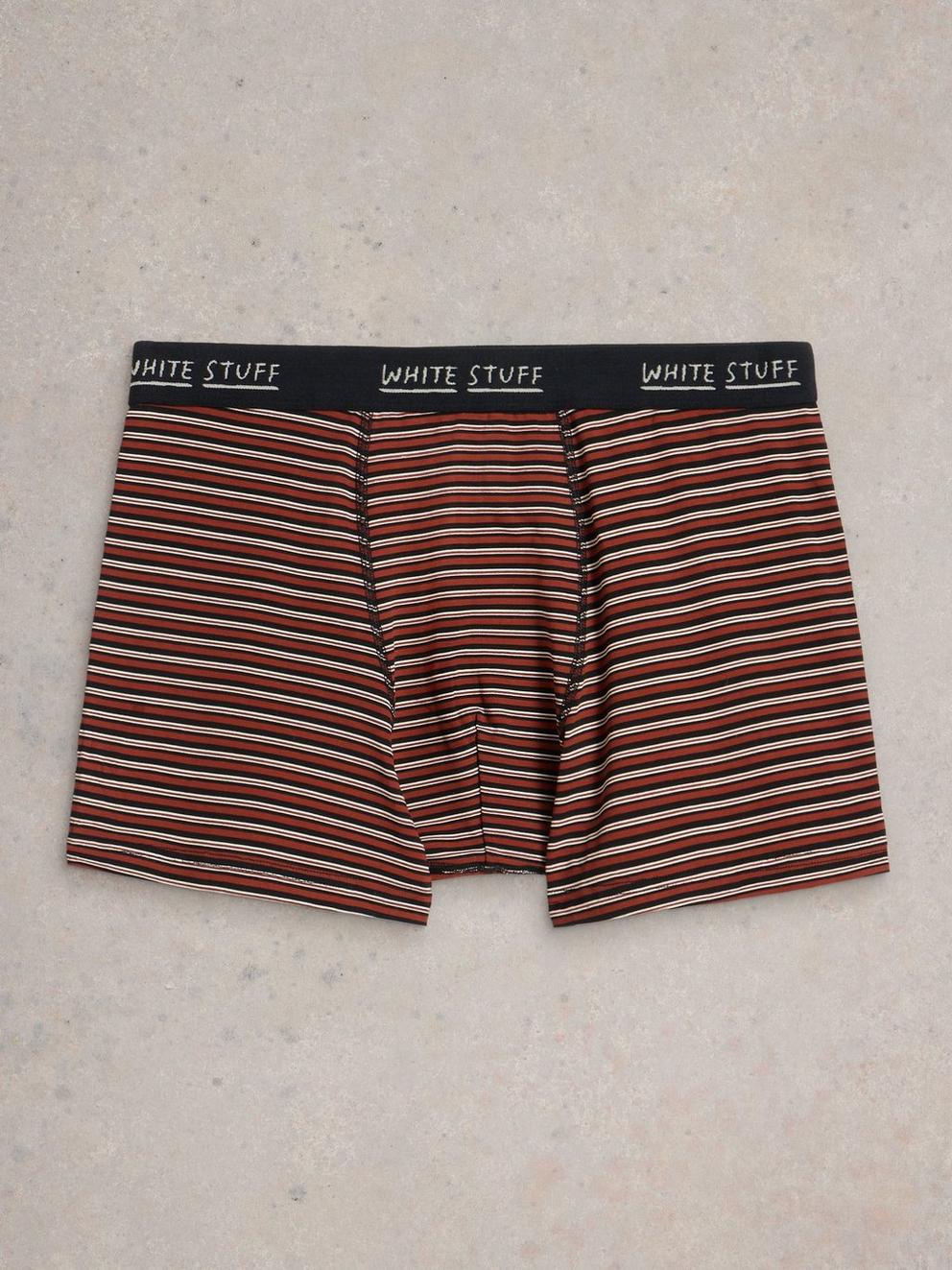 Hove 2pk Boxers Stripe  Plain in RED MLT - FLAT BACK