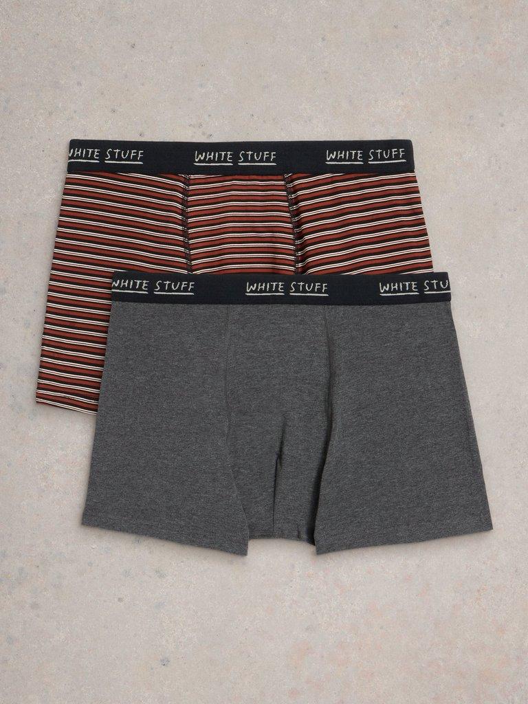 Hove 2pk Boxers Stripe  Plain in RED MLT - FLAT DETAIL