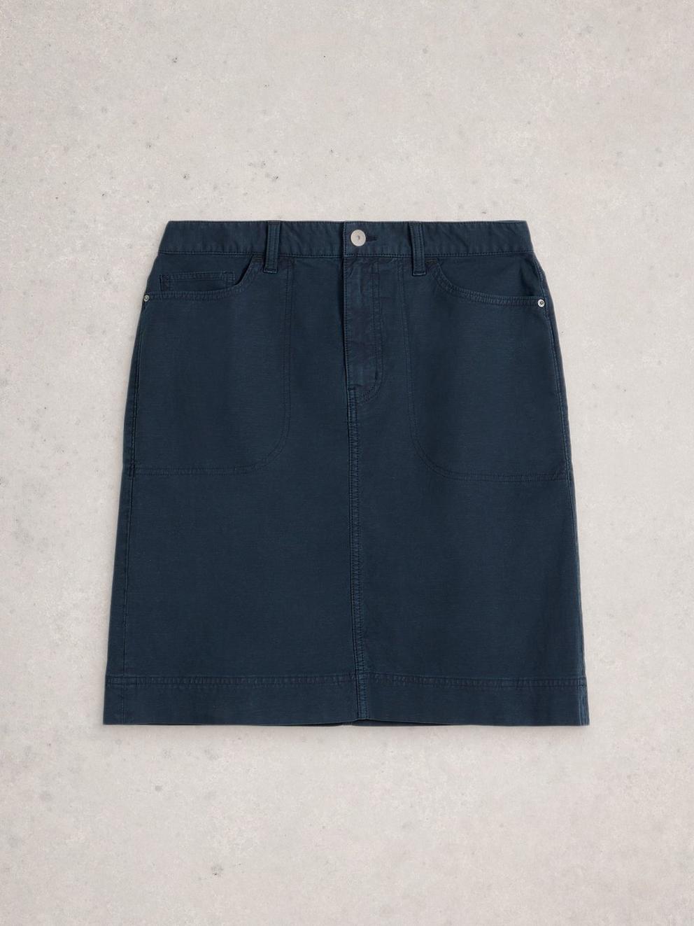 Tia Chino Skirt in DARK NAVY - FLAT FRONT