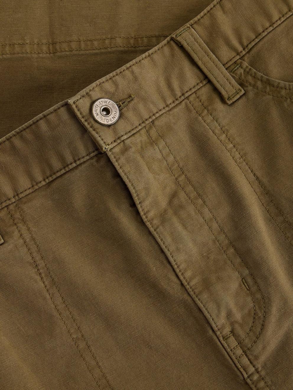 Tia Chino Skirt in KHAKI GRN - FLAT DETAIL