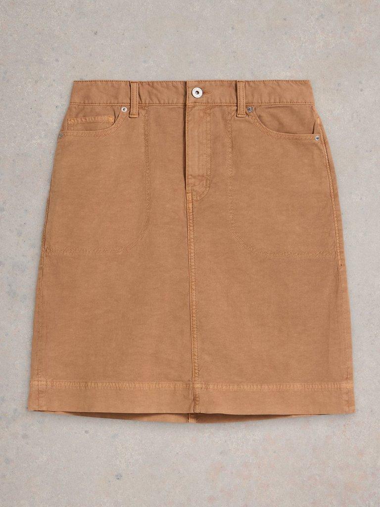 Tia Chino Skirt in MID TAN - FLAT FRONT