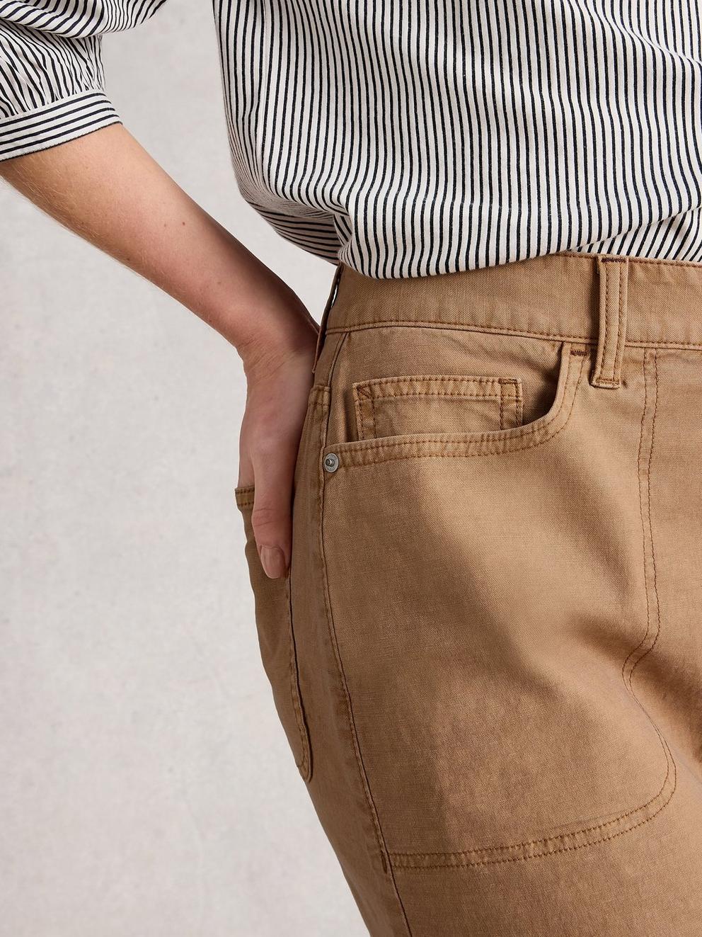 Tia Chino Skirt in MID TAN - MODEL DETAIL