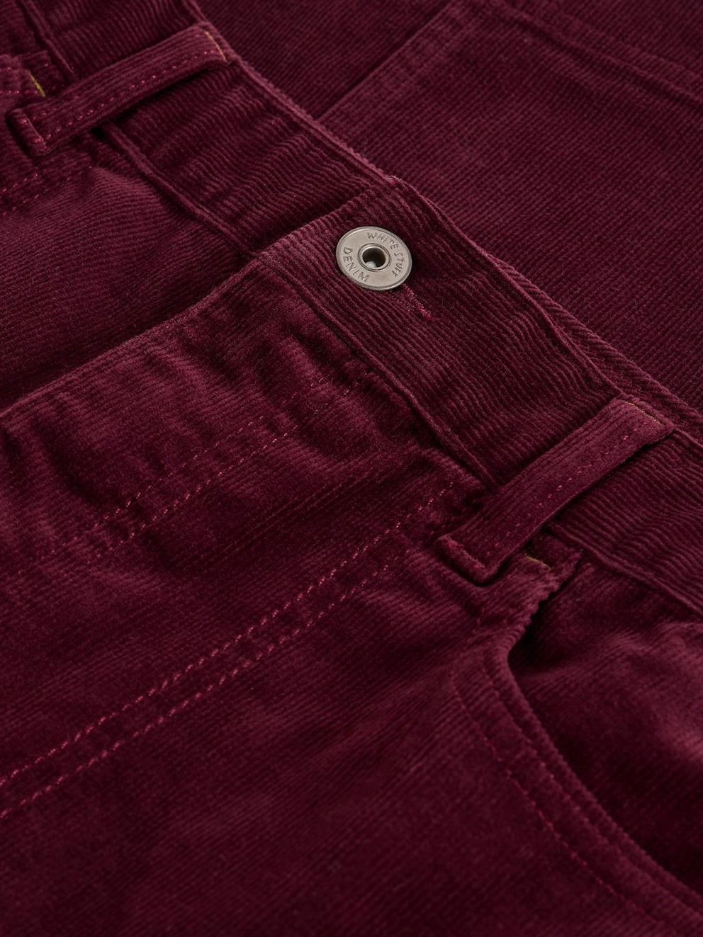 Tia Cord Skirt in DK PLUM - FLAT DETAIL