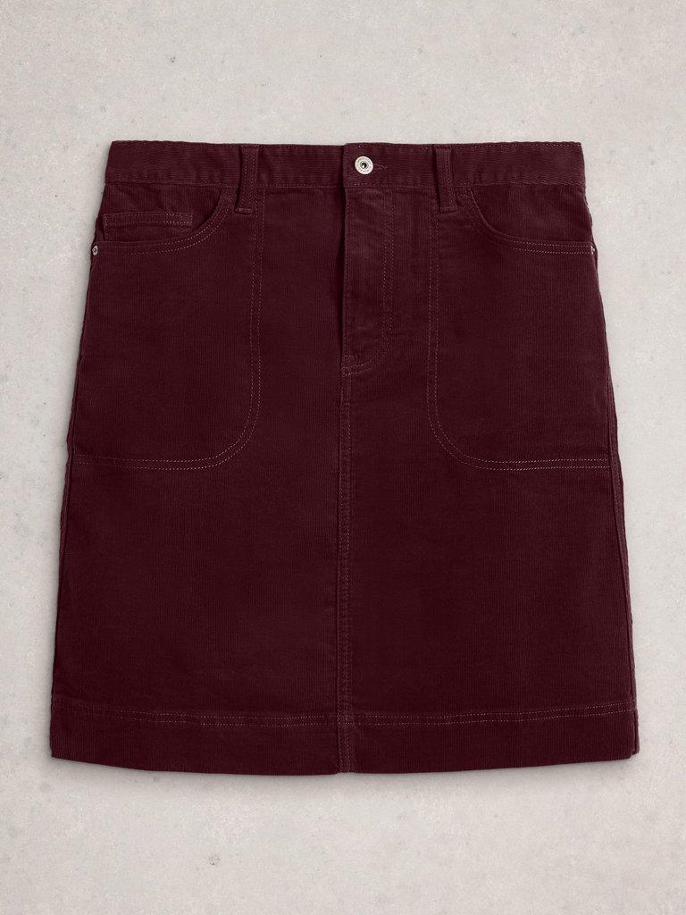 Tia Cord Skirt in DK PLUM - FLAT FRONT