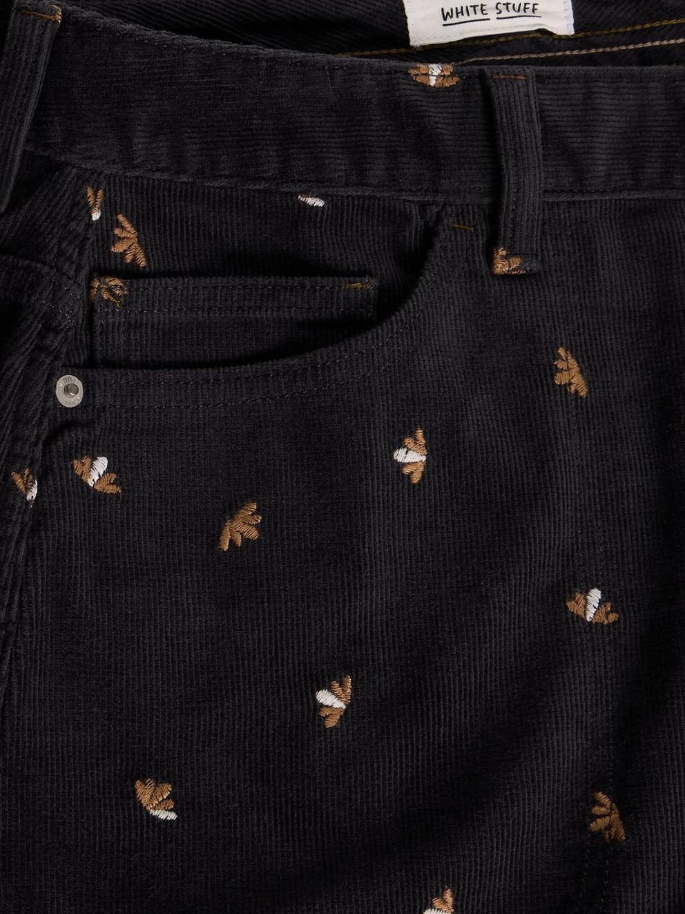 Tia Embroidered Cord Skirt in GREY MLT - FLAT DETAIL