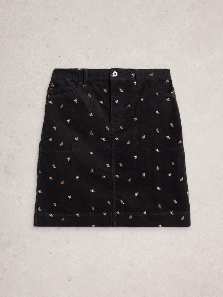 Tia Embroidered Cord Skirt in GREY MLT - FLAT FRONT