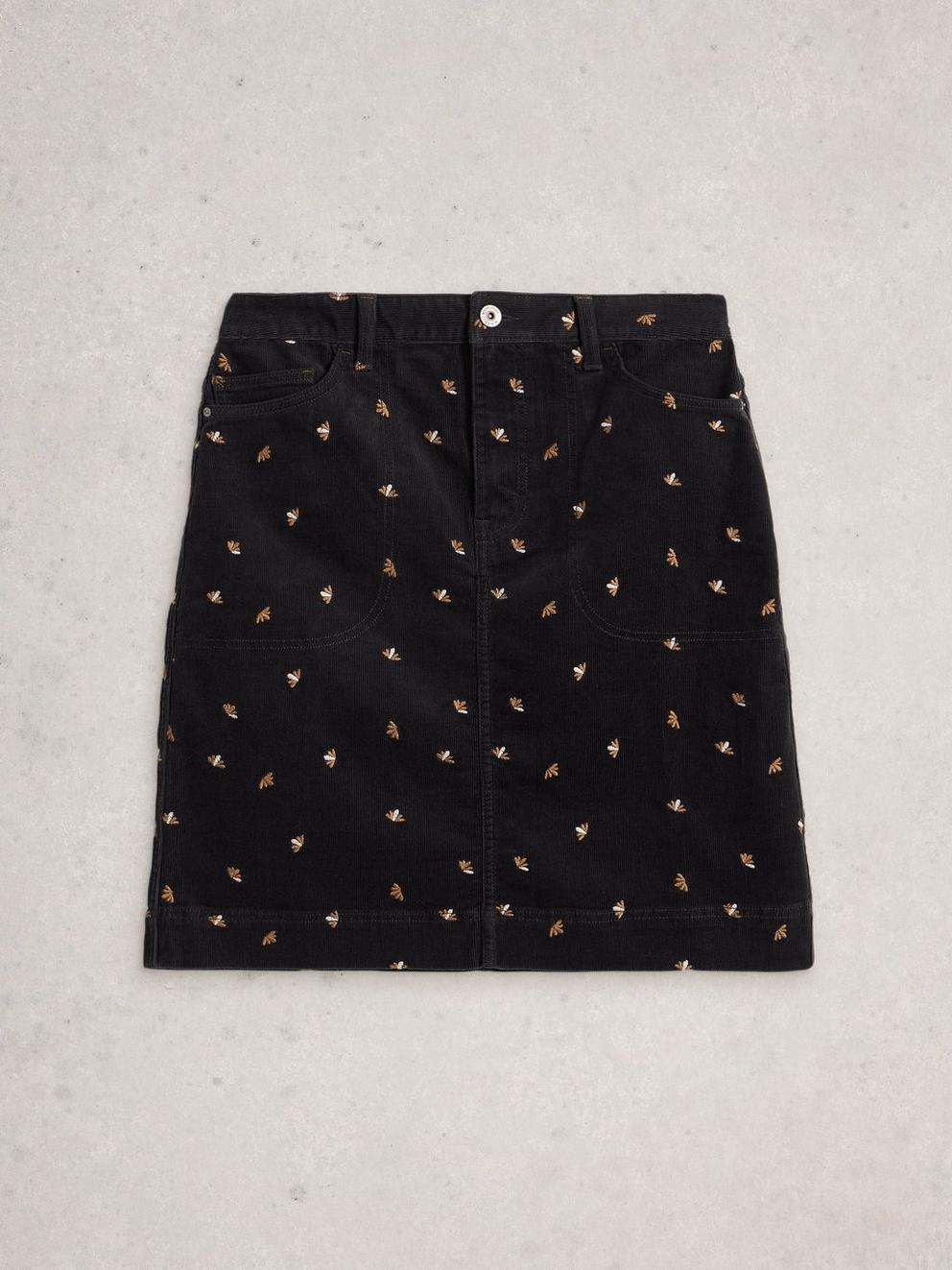 Tia Embroidered Cord Skirt in GREY MLT - FLAT FRONT