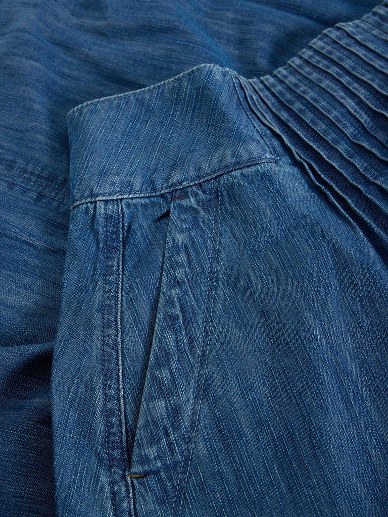Charlotte Midi Denim Skirt in MID DENIM - FLAT DETAIL