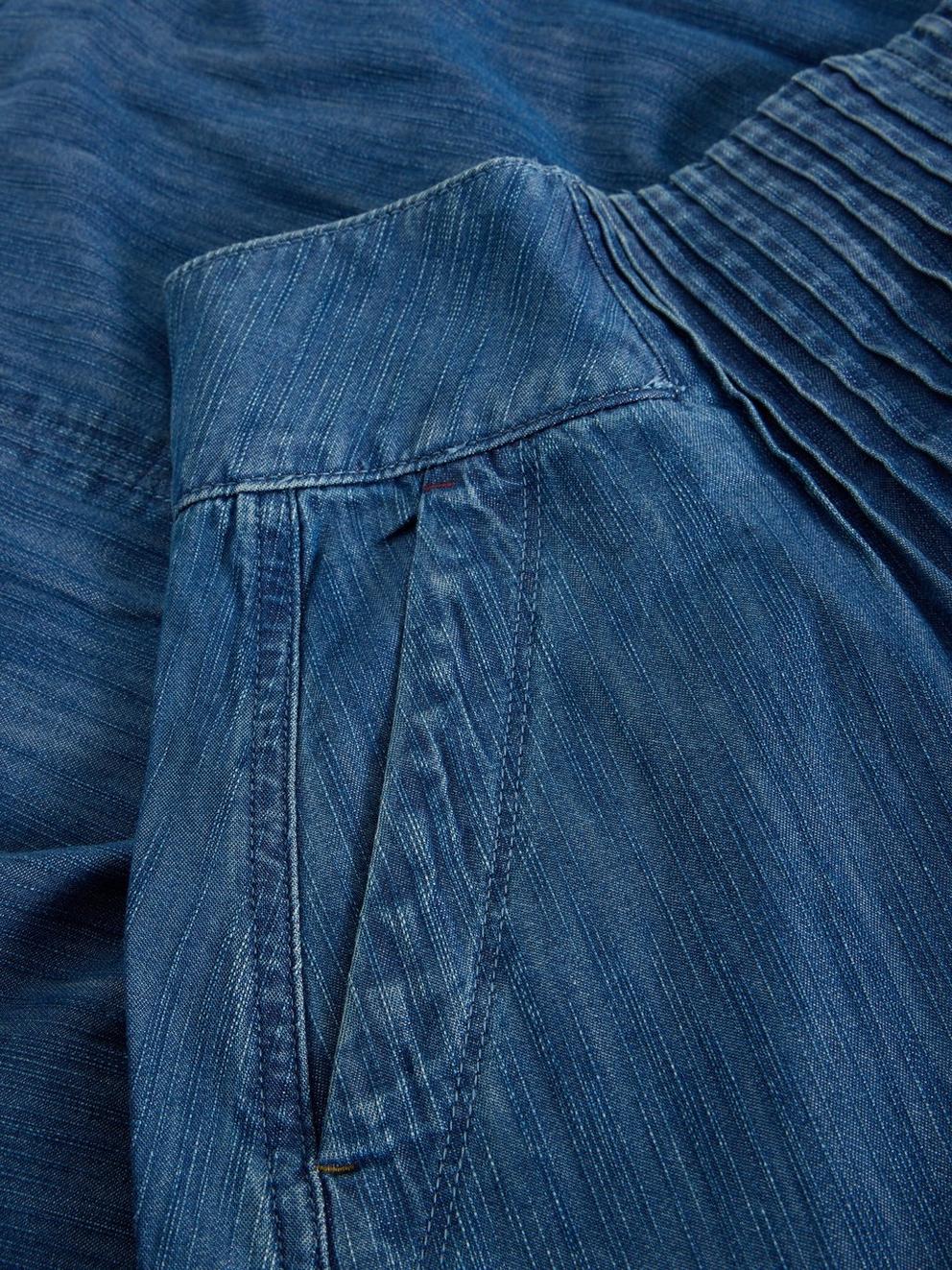 Charlotte Midi Denim Skirt in MID DENIM - FLAT DETAIL