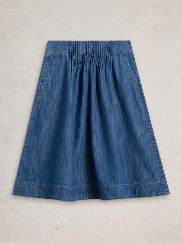 スカート Tiered Cut-off Denim Skirt Country Mart Tiered Maxi Skirt - Denim | Three Bird Nest