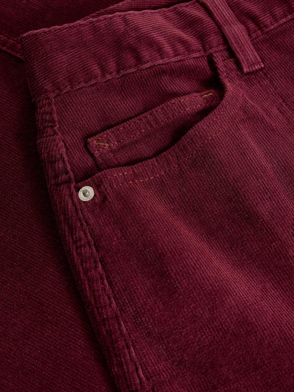 Tia Cord Midi Skirt in DK PLUM - FLAT DETAIL