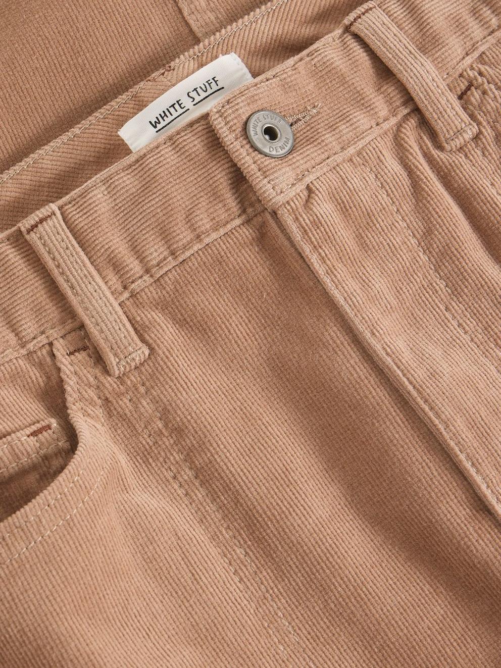 Tia Cord Midi Skirt in LGT NAT - FLAT DETAIL