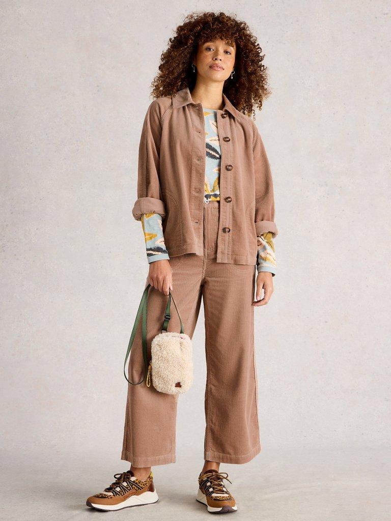 Eden Cord Jacket in LGT NAT - MODEL FRONT