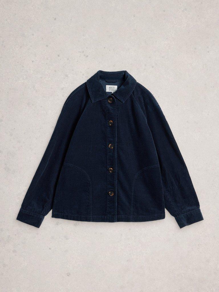 Eden Cord Collared Jacket in DARK NAVY - FLAT FRONT