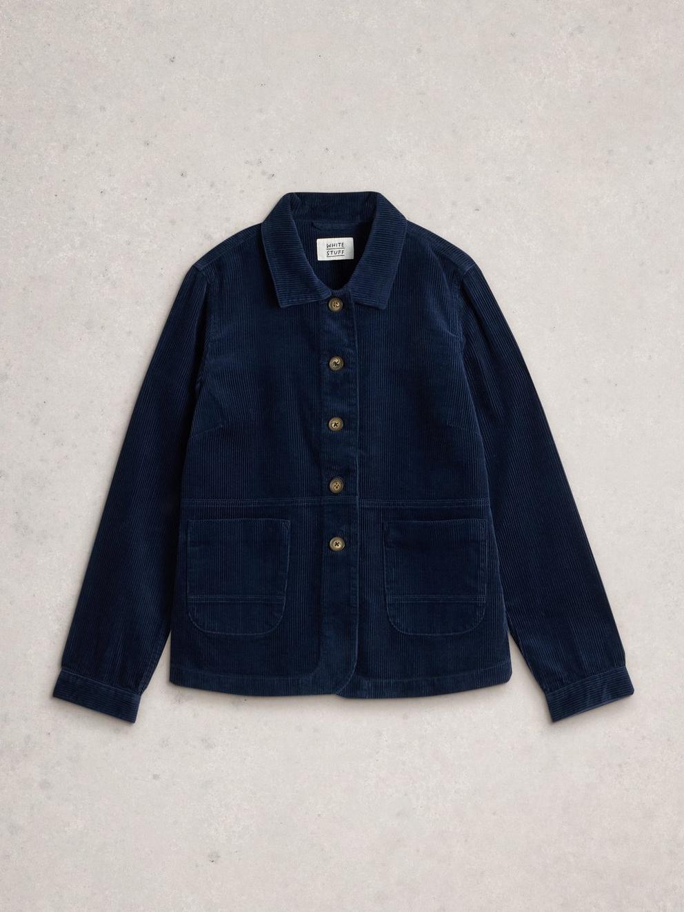 Carrie Cord Long Sleeve Jacket in DARK NAVY - FLAT FRONT