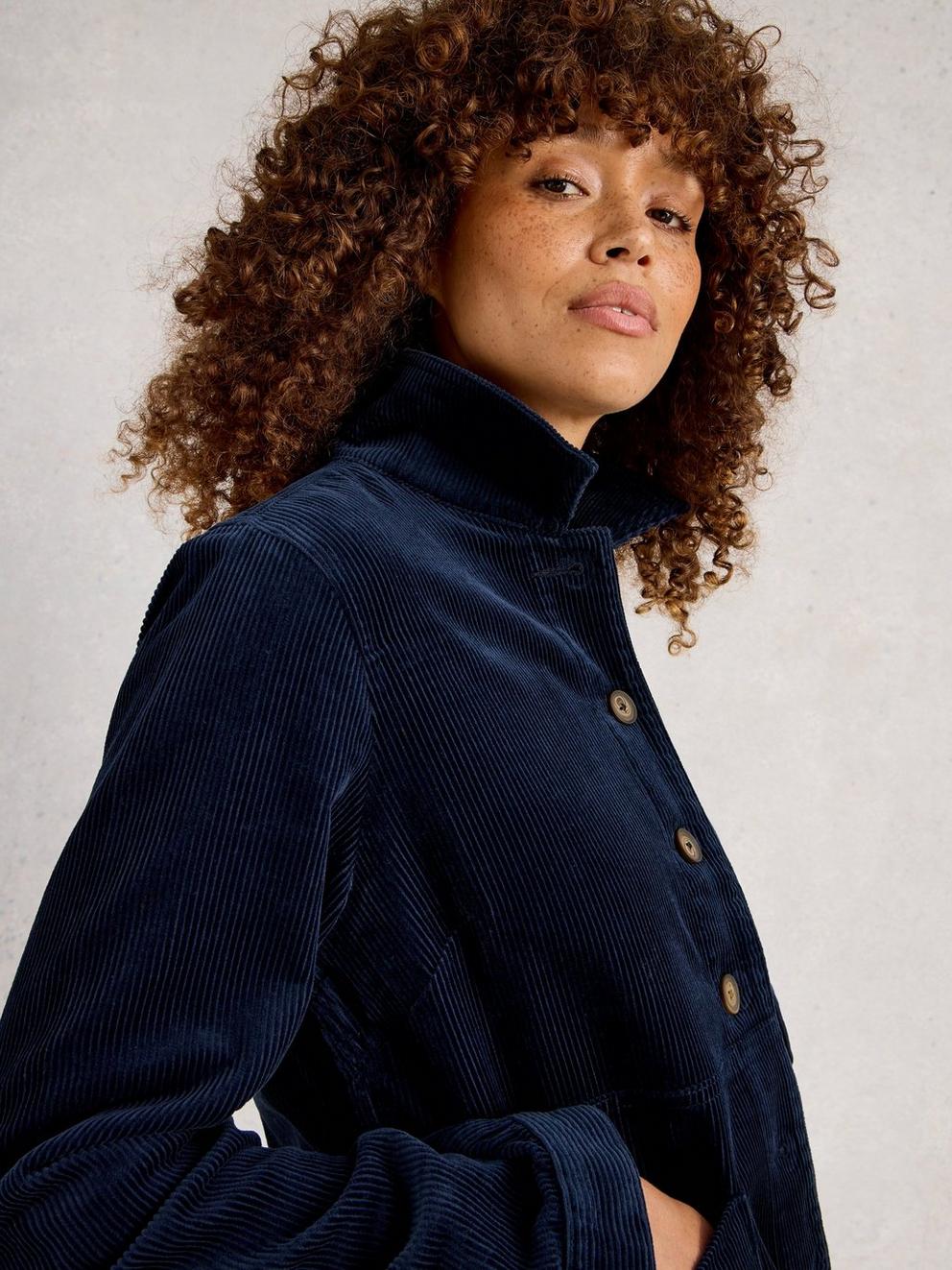 Carrie Cord Long Sleeve Jacket in DARK NAVY - LIFESTYLE