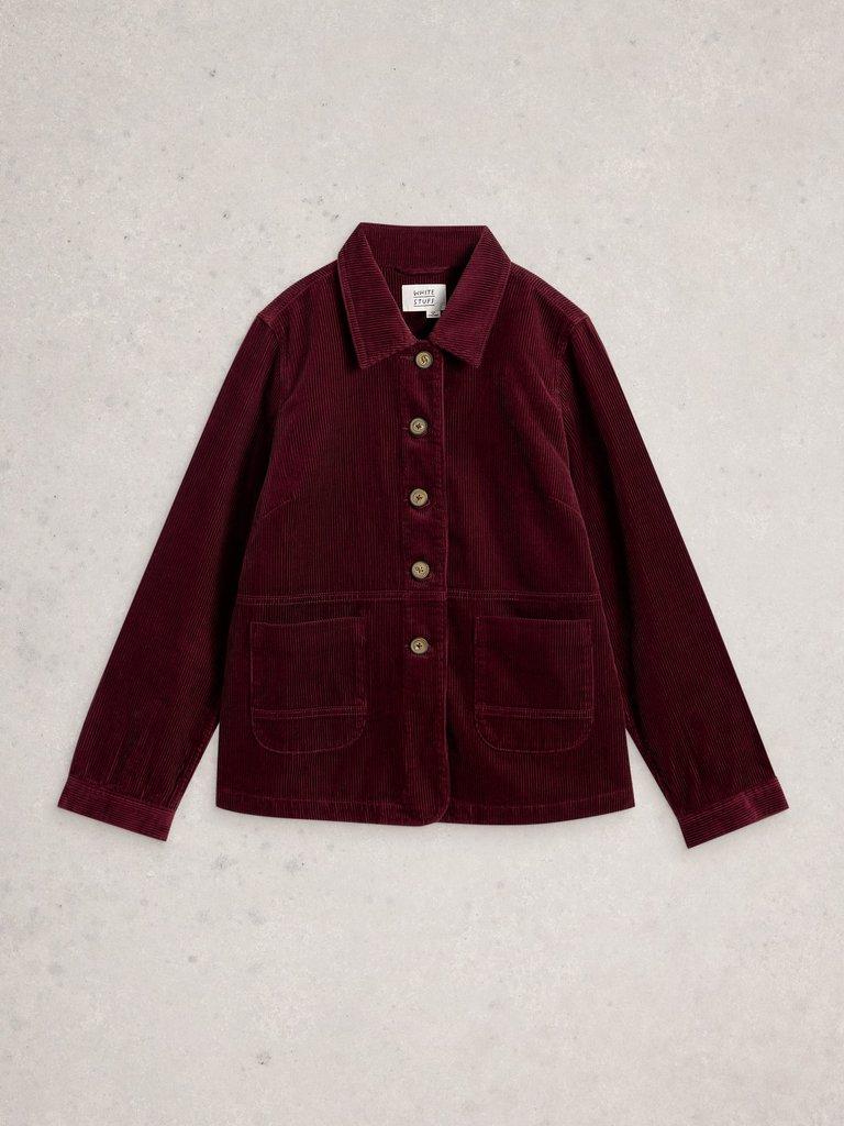 Carrie Cord Long Sleeve Jacket in DK PLUM - FLAT FRONT
