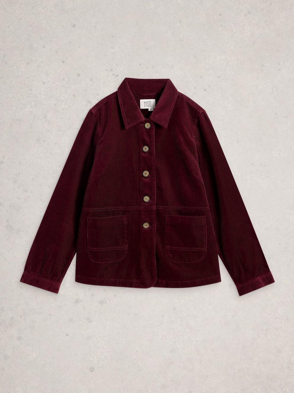 Carrie Cord Long Sleeve Jacket in DK PLUM - FLAT FRONT