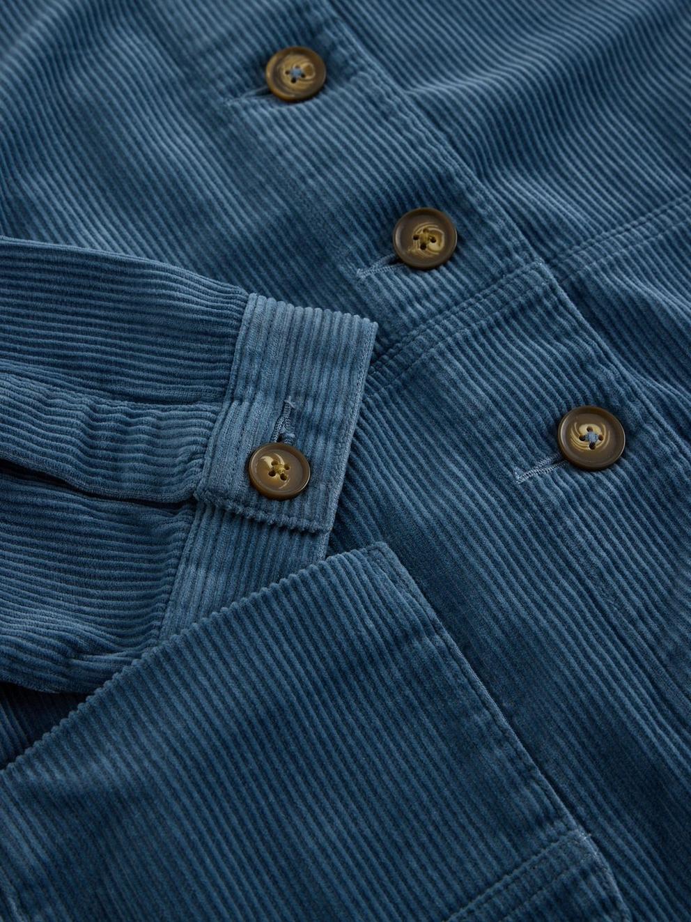Carrie Cord Long Sleeve Jacket in DUS BLUE - FLAT DETAIL