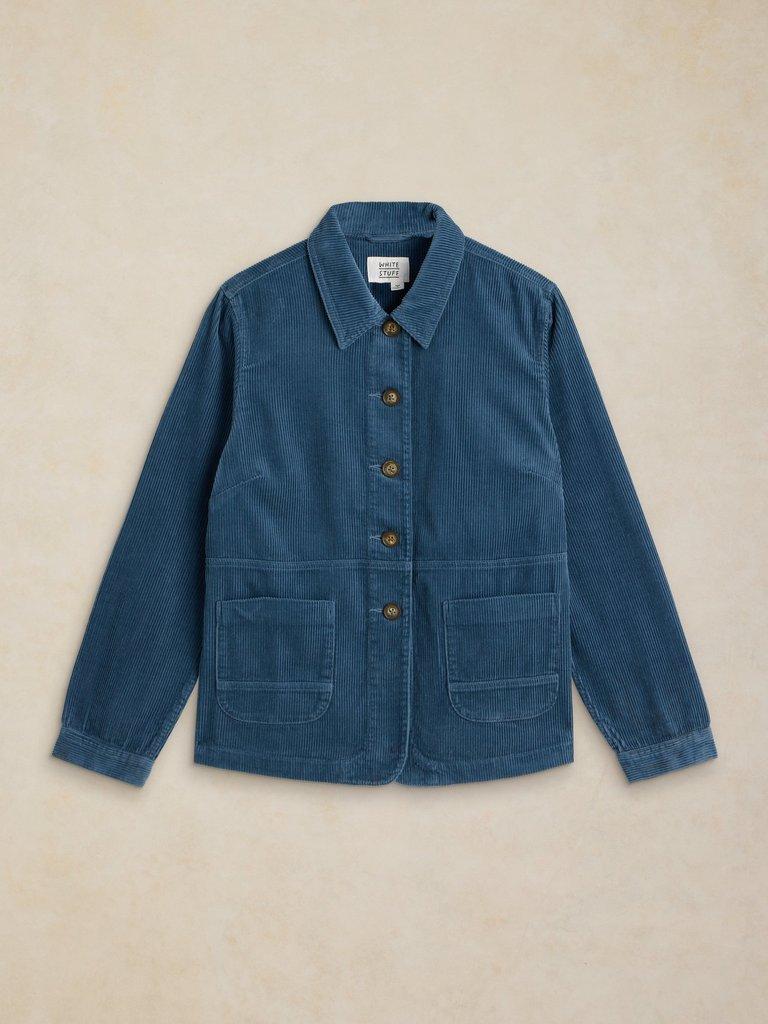 Carrie Cord Long Sleeve Jacket in DUS BLUE - FLAT FRONT