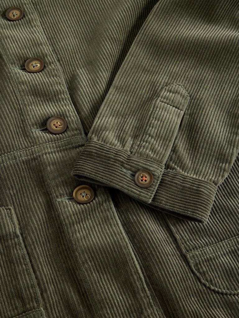Carrie Cord Long Sleeve Jacket in DUS GREEN - FLAT DETAIL