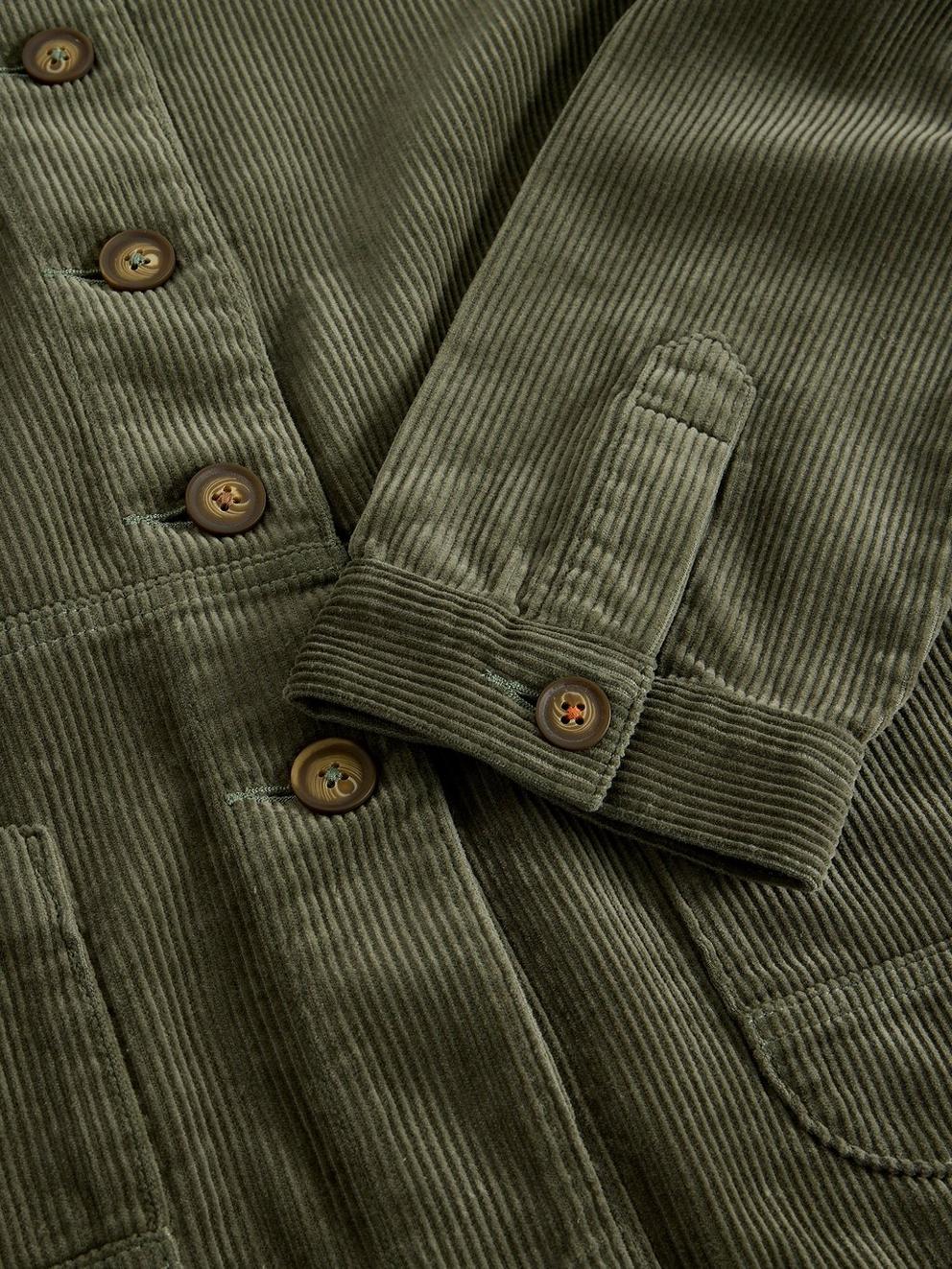 Carrie Cord Long Sleeve Jacket in DUS GREEN - FLAT DETAIL