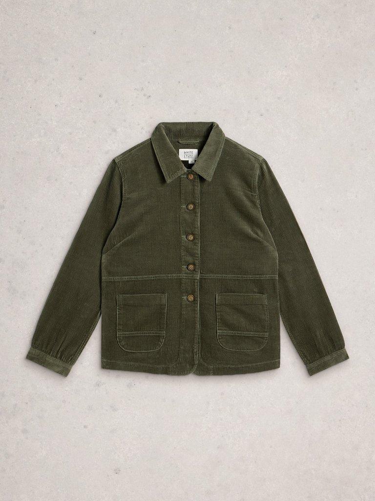 Carrie Cord Long Sleeve Jacket in DUS GREEN - FLAT FRONT