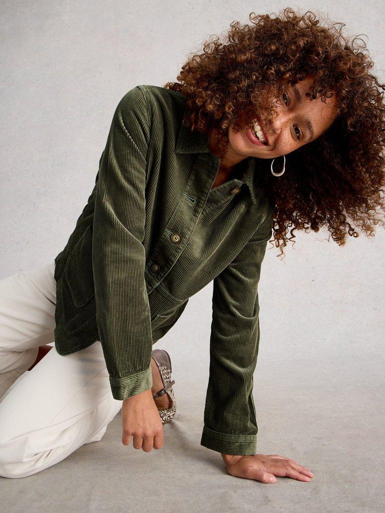 Carrie Cord Long Sleeve Jacket in DUS GREEN - LIFESTYLE