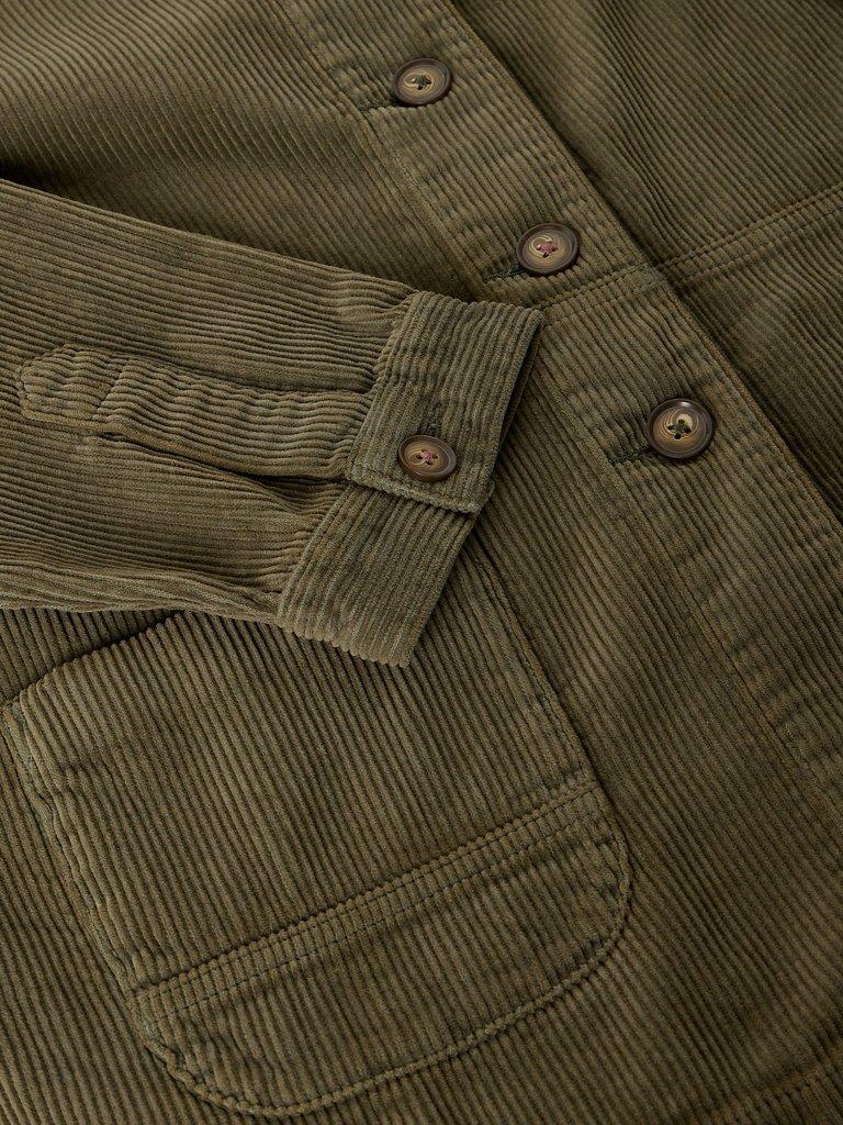 Carrie Cord Long Sleeve Jacket in KHAKI GRN - FLAT DETAIL