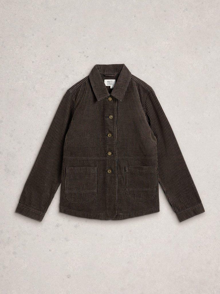 Carrie Cord Collared Jacket in BLK MLT - FLAT FRONT