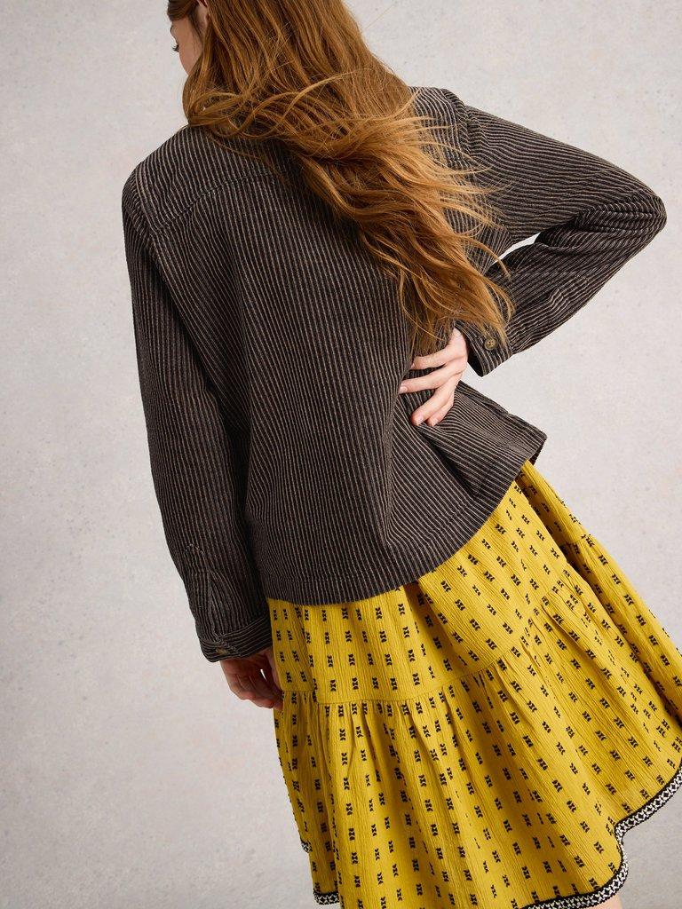 Carrie Cord Collared Jacket in BLK MLT - MODEL BACK