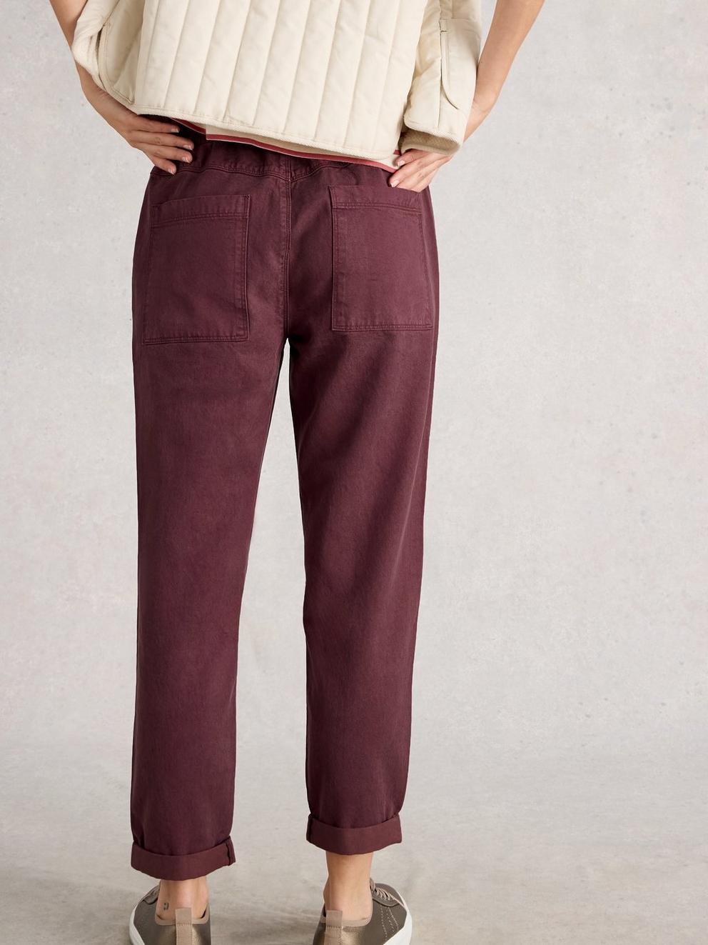 Thea Trouser in DK PLUM - MODEL BACK