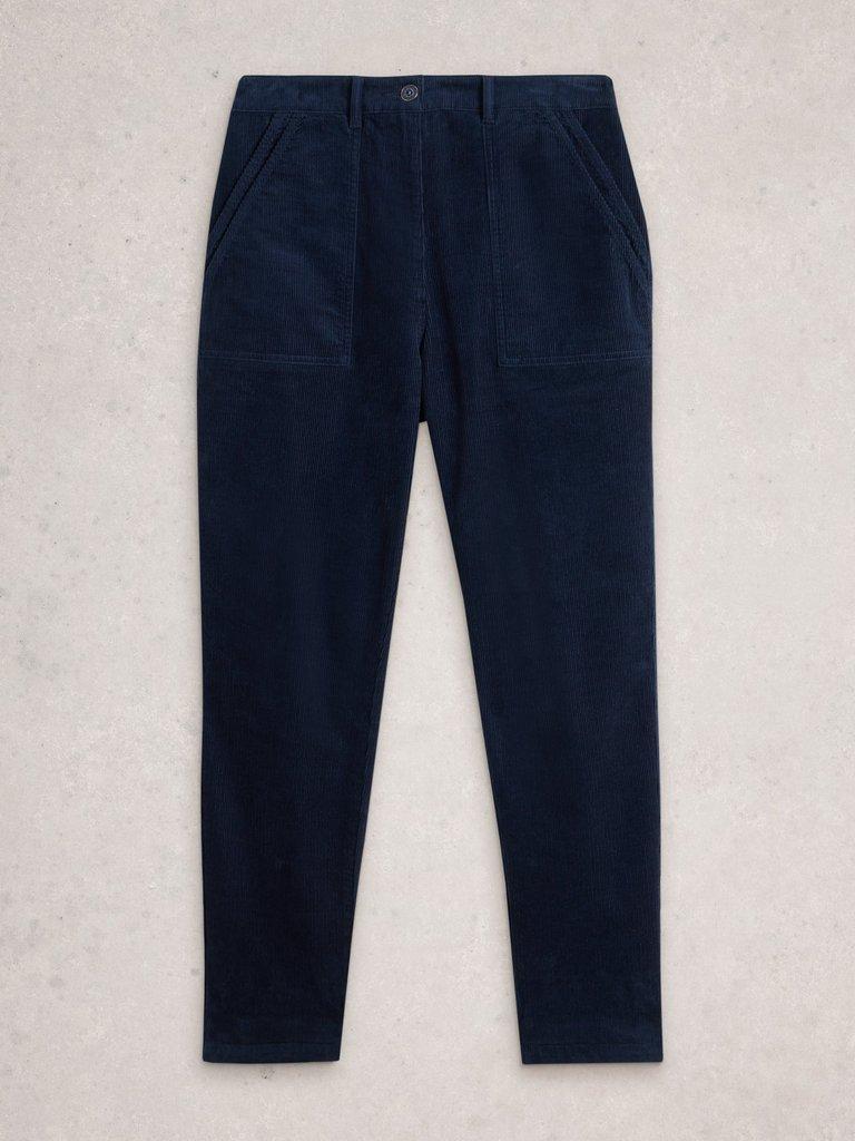 Womens Twister Cord Trouser in DARK NAVY - FLAT FRONT
