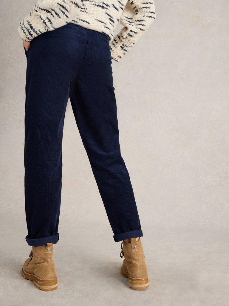 Womens Twister Cord Trouser in DARK NAVY - MODEL BACK