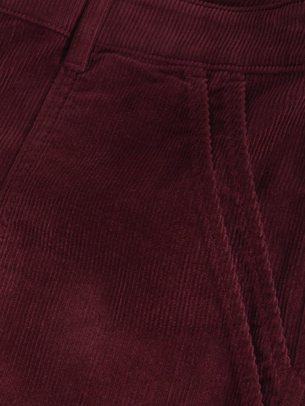 Womens Twister Cord Trouser in DK PLUM - FLAT DETAIL