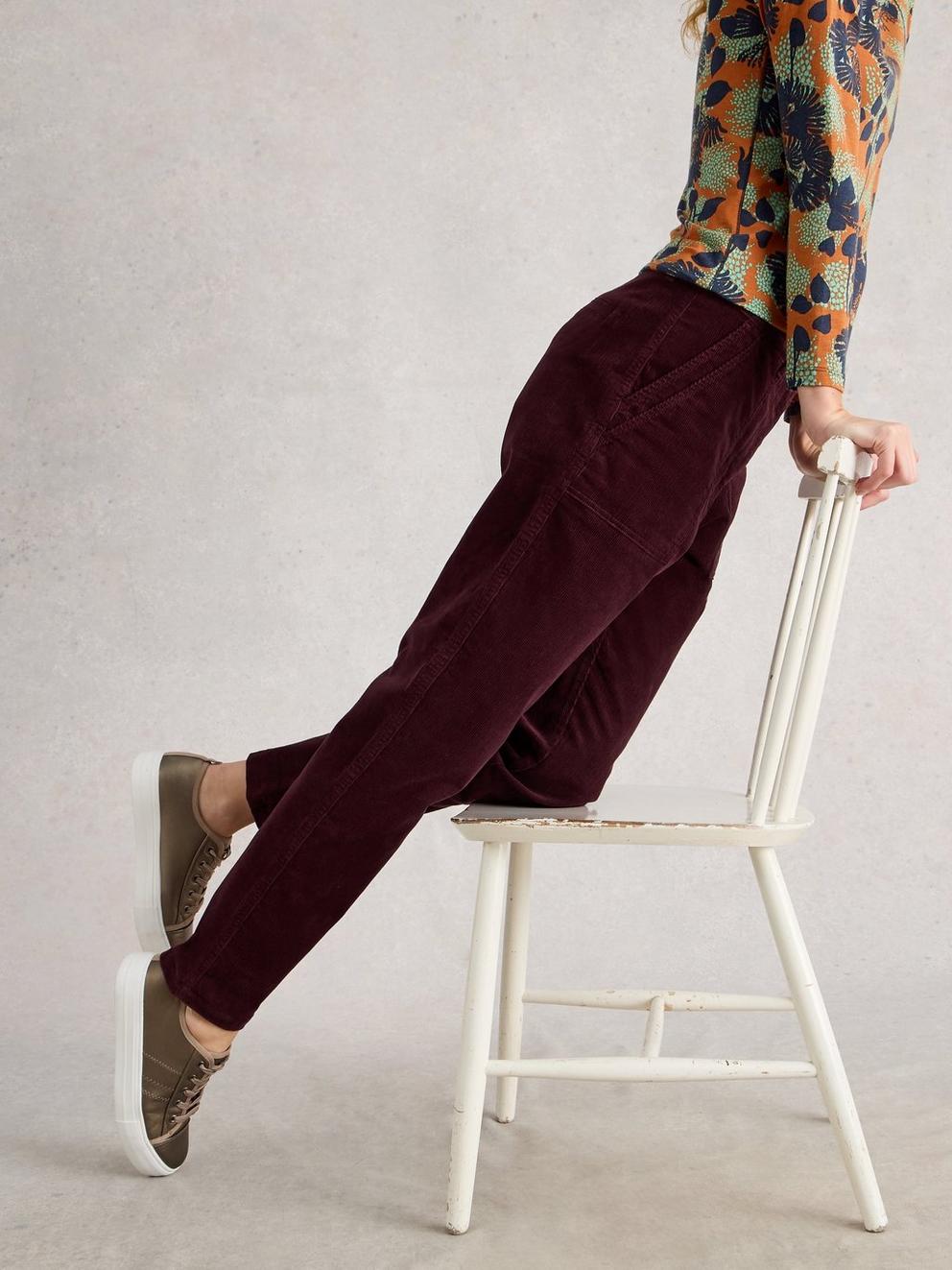Womens Twister Cord Trouser in DK PLUM - LIFESTYLE