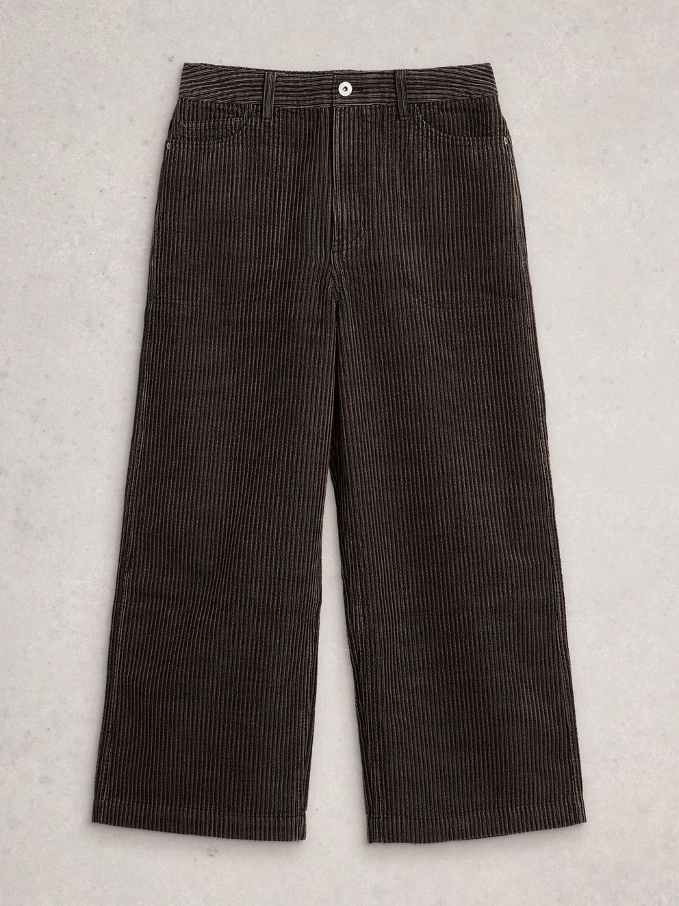 Tia Crop Cord Wide Leg in BLK MLT - FLAT FRONT