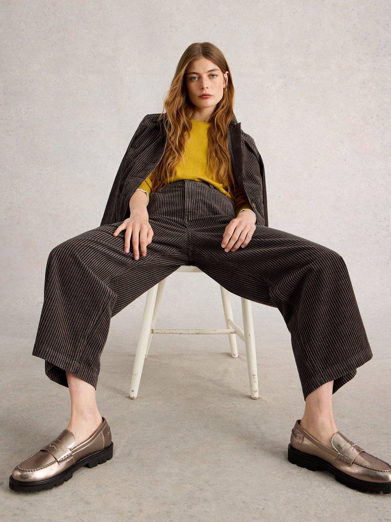 Tia Crop Cord Wide Leg in BLK MLT - LIFESTYLE