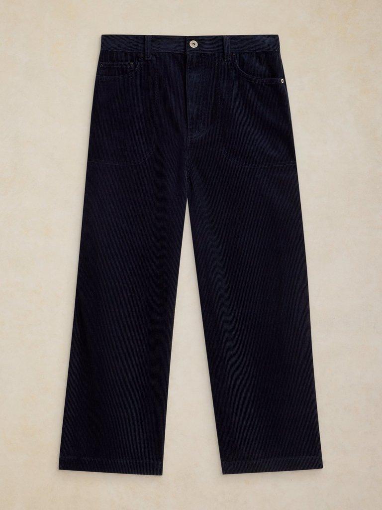 Tia Cord Wide Leg Crop in DARK NAVY - FLAT FRONT
