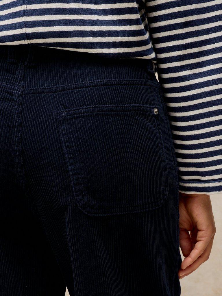Tia Cord Wide Leg Crop in DARK NAVY - MODEL DETAIL