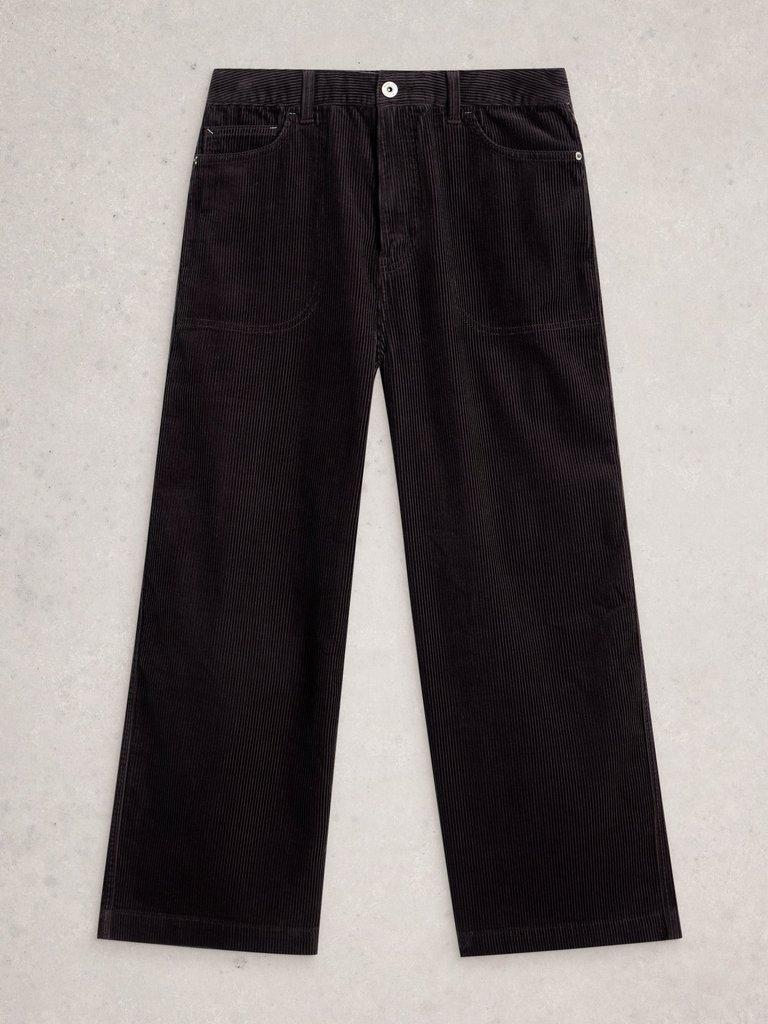 Tia Cord Wide Leg Crop in DK GREY - FLAT FRONT