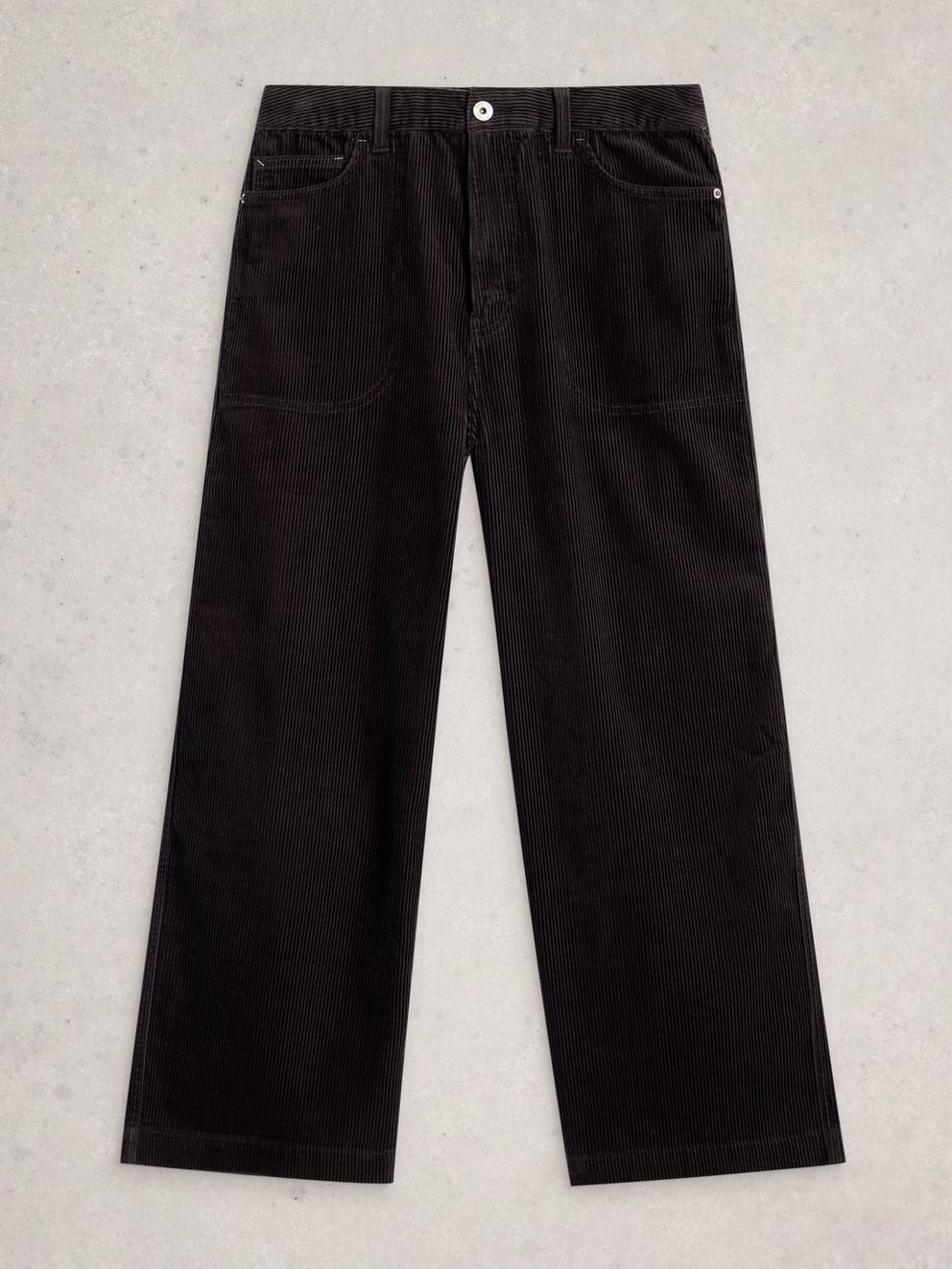 Tia Cord Wide Leg Crop in DK GREY - FLAT FRONT