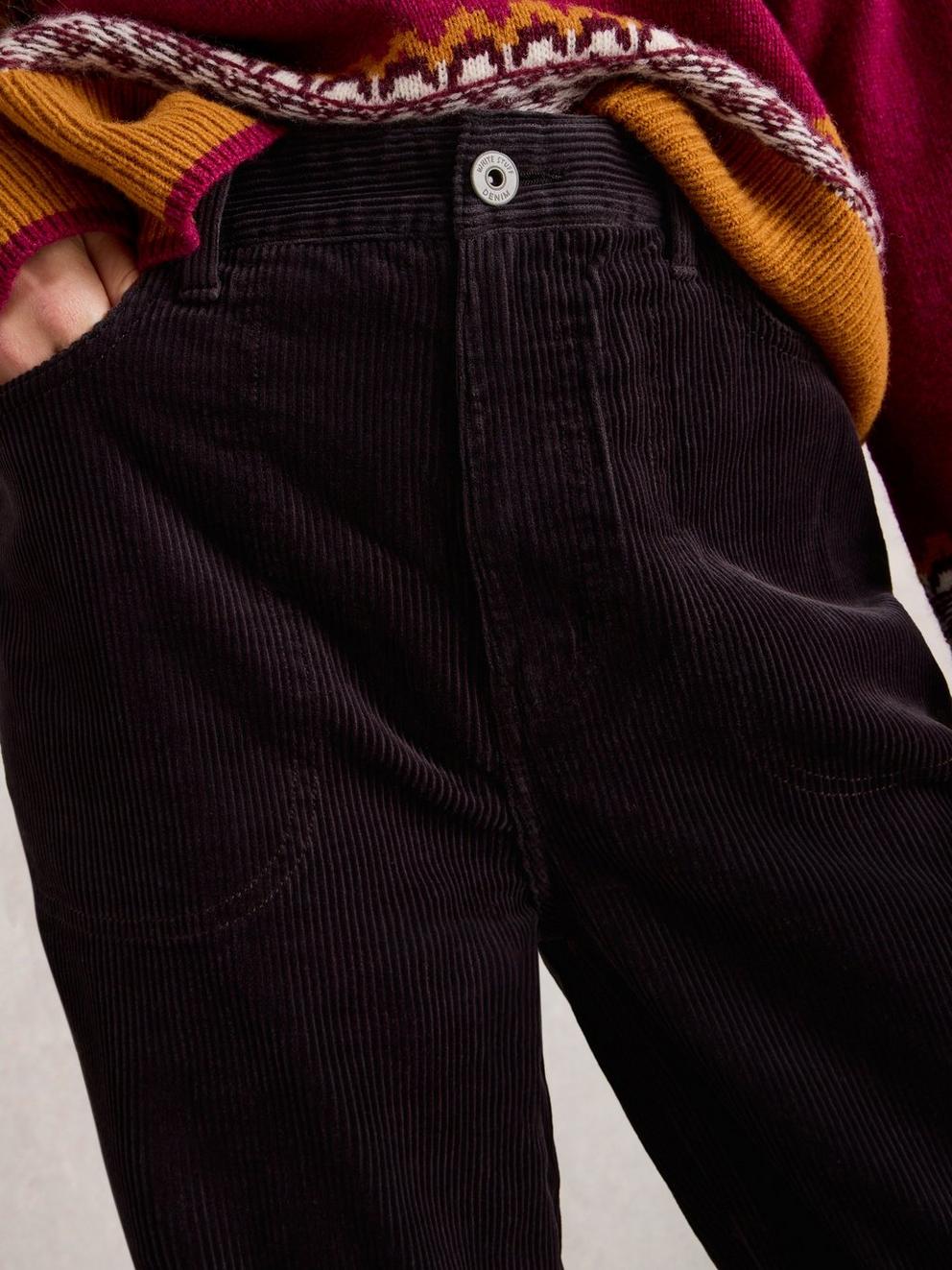 Tia Cord Wide Leg Crop in DK GREY - MODEL DETAIL