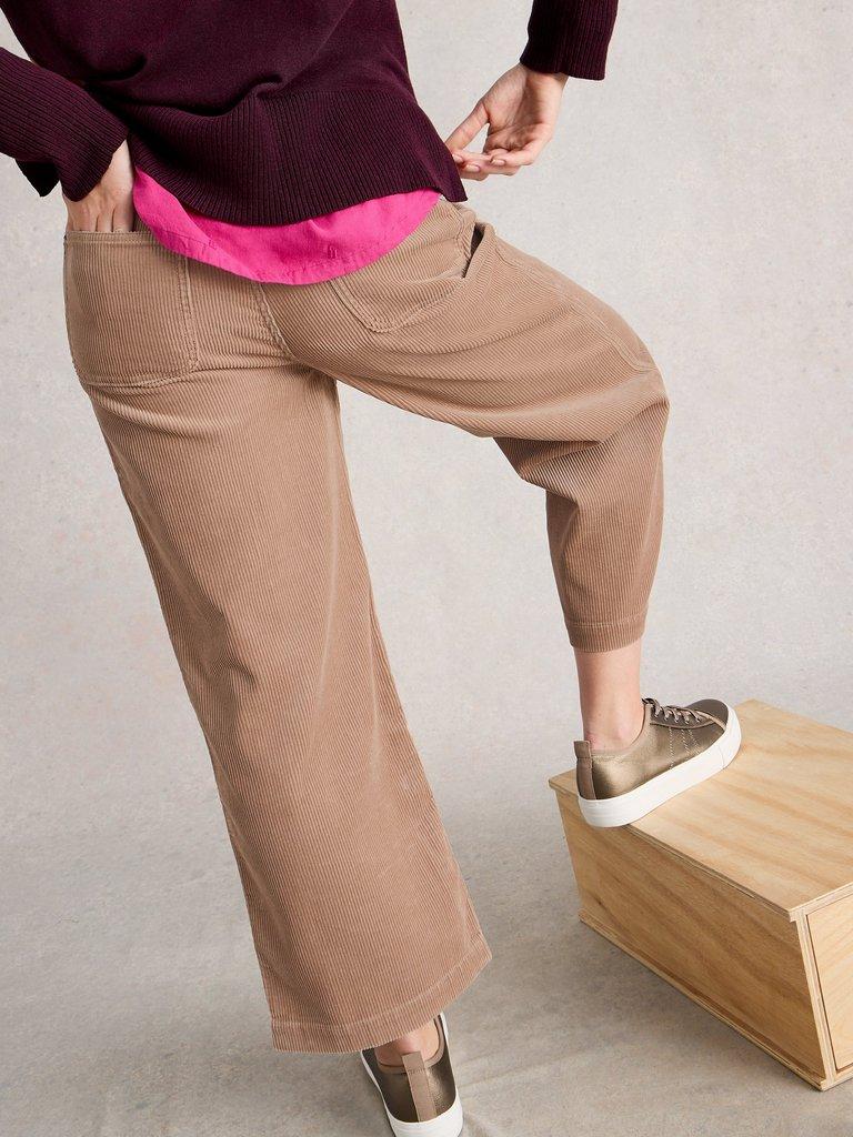 Tia Cord Wide Leg Crop in LGT NAT - MODEL BACK