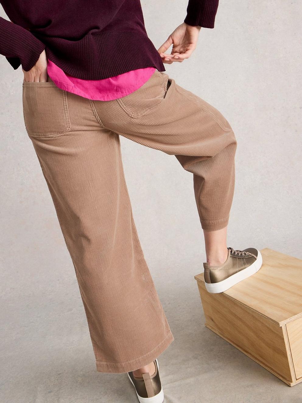 Tia Cord Wide Leg Crop in LGT NAT - MODEL BACK