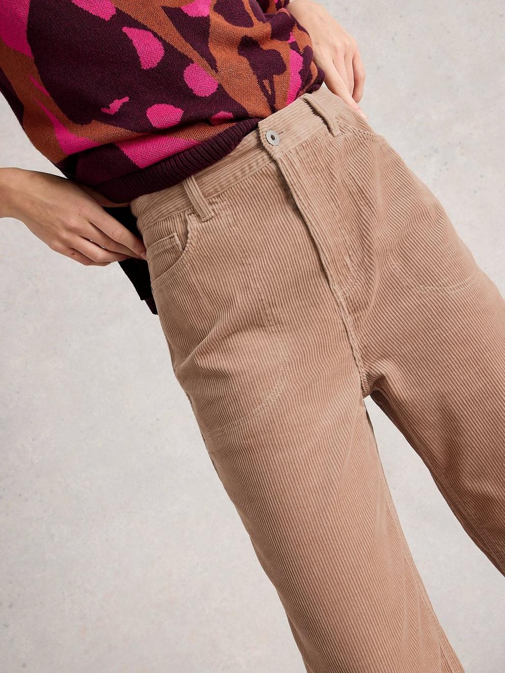 Tia Cord Wide Leg Crop in LGT NAT - MODEL DETAIL