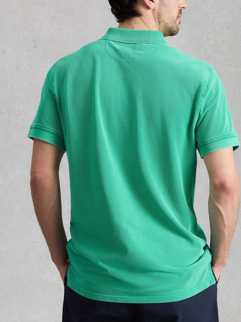 Utility Short Sleeve Polo in BRT GREEN - MODEL BACK