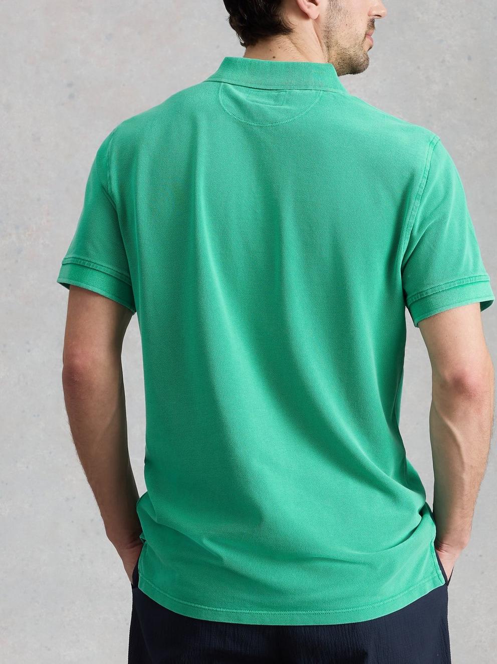 Utility Short Sleeve Polo in BRT GREEN - MODEL BACK