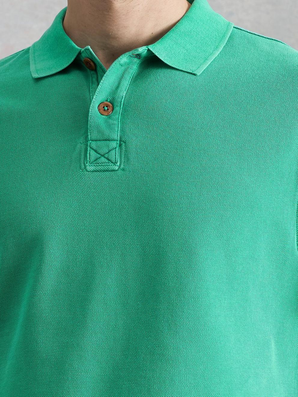 Utility Short Sleeve Polo in BRT GREEN - MODEL DETAIL
